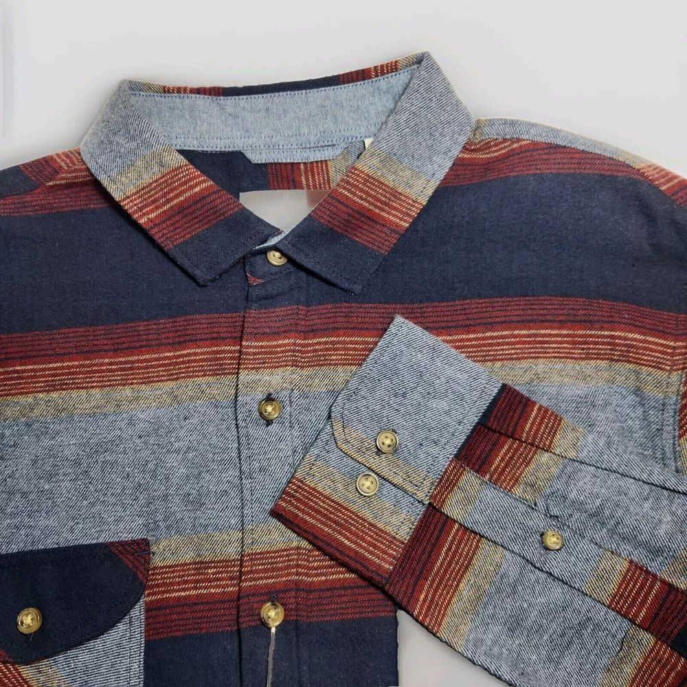 The Filmor Flannel Long Sleeve Button‎ Up Blue Paid
